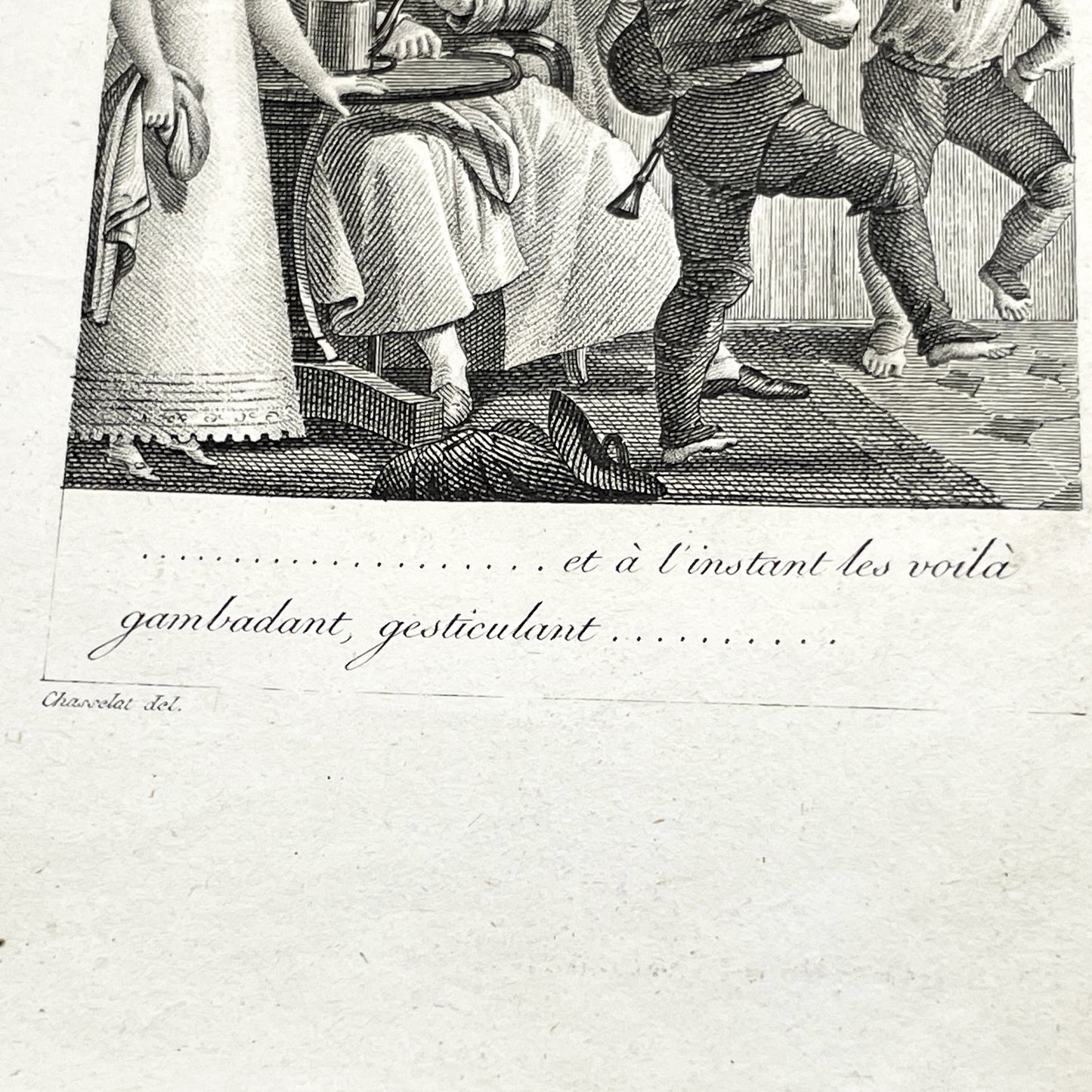 Early 19th - French Engraving with Hand-Coloring - 'La Pièce d'Or' Scene - Family - Children - Historical Art Print by Chasselat