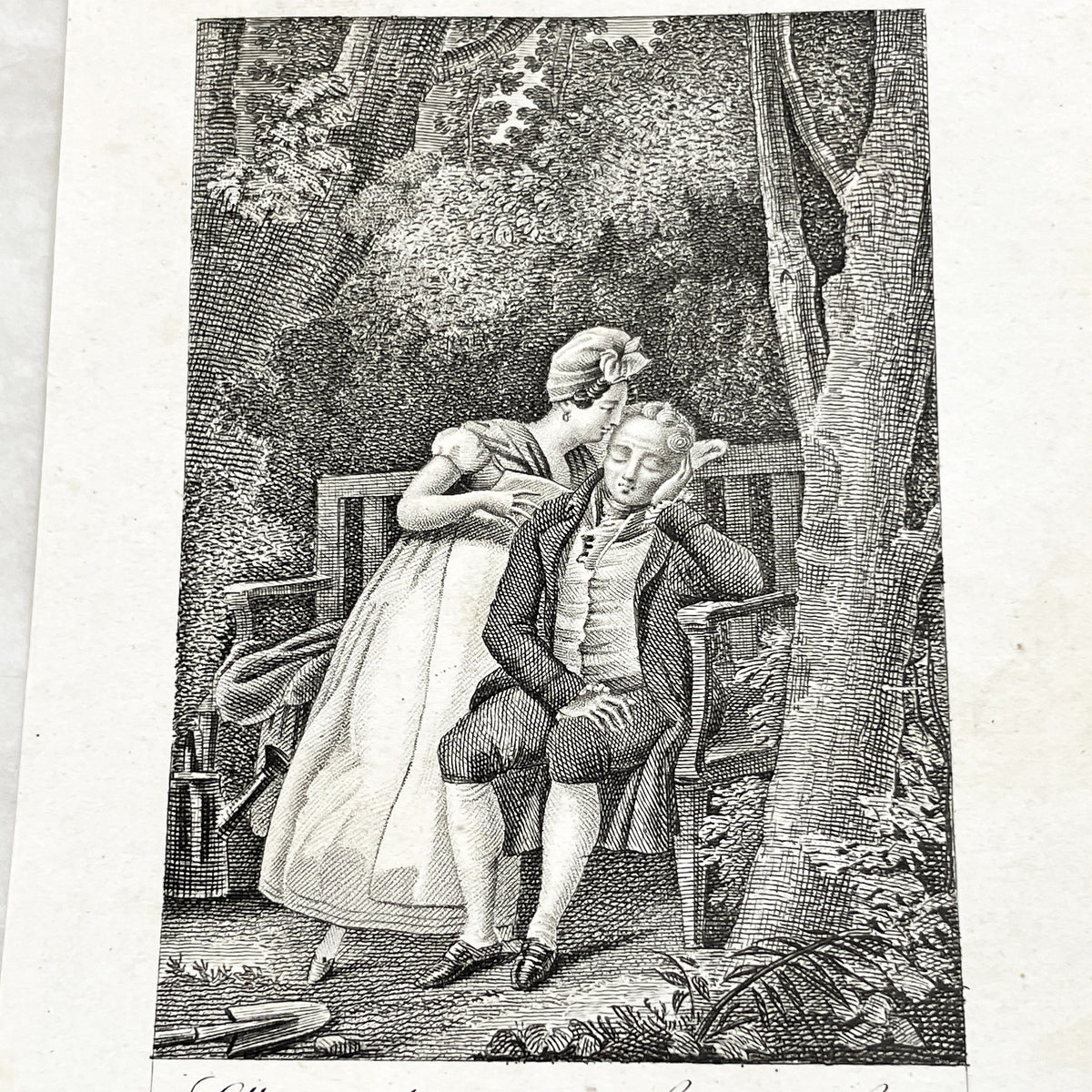 Early 19th - French Engraving - 'The Little Governess' Scene - Chasselat Design - Romantic Illustration - Sentimental Art Print