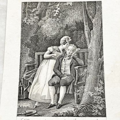 Early 19th - French Engraving - 'The Little Governess' Scene - Chasselat Design - Romantic Illustration - Sentimental Art Print