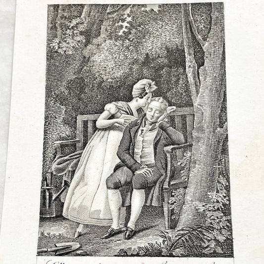 Early 19th - French Engraving - 'The Little Governess' Scene - Chasselat Design - Romantic Illustration - Sentimental Art Print
