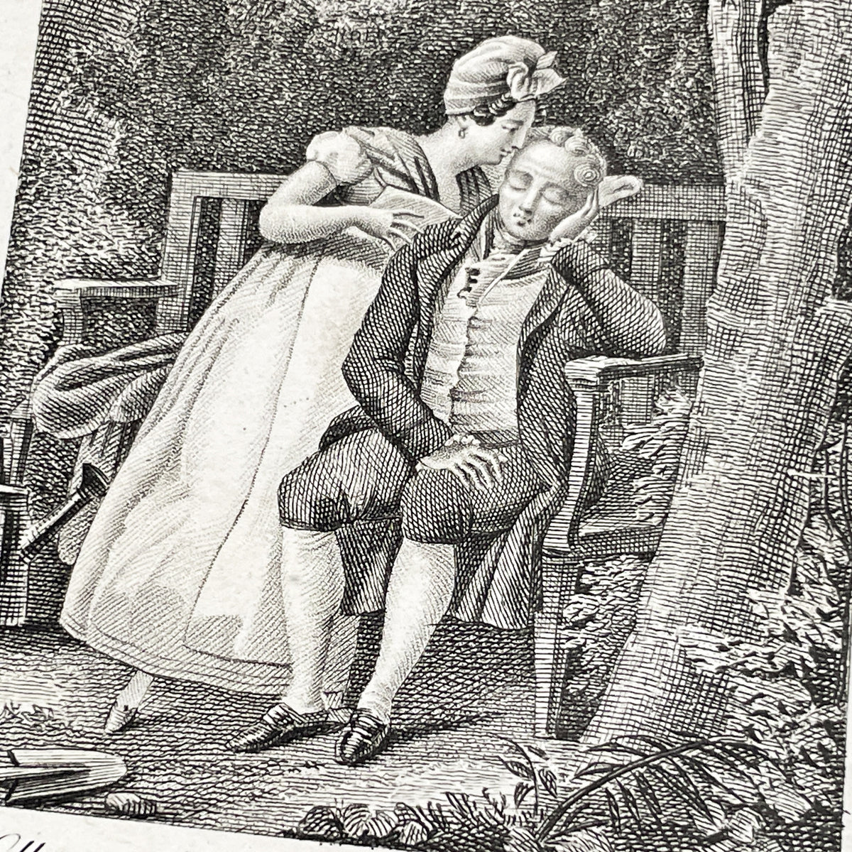 Early 19th - French Engraving - 'The Little Governess' Scene - Chasselat Design - Romantic Illustration - Sentimental Art Print