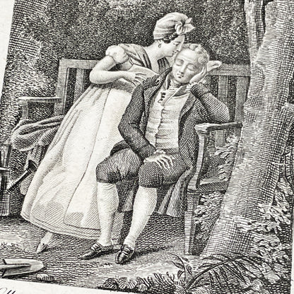 Early 19th - French Engraving - 'The Little Governess' Scene - Chasselat Design - Romantic Illustration - Sentimental Art Print