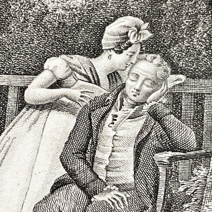 Early 19th - French Engraving - 'The Little Governess' Scene - Chasselat Design - Romantic Illustration - Sentimental Art Print