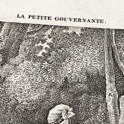 Early 19th - French Engraving - 'The Little Governess' Scene - Chasselat Design - Romantic Illustration - Sentimental Art Print