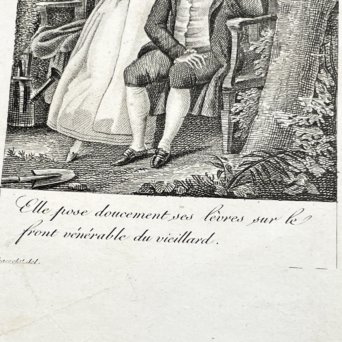Early 19th - French Engraving - 'The Little Governess' Scene - Chasselat Design - Romantic Illustration - Sentimental Art Print