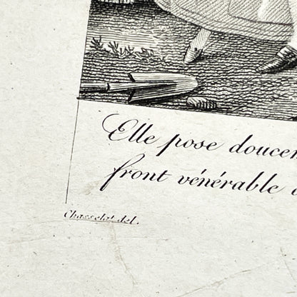 Early 19th - French Engraving - 'The Little Governess' Scene - Chasselat Design - Romantic Illustration - Sentimental Art Print