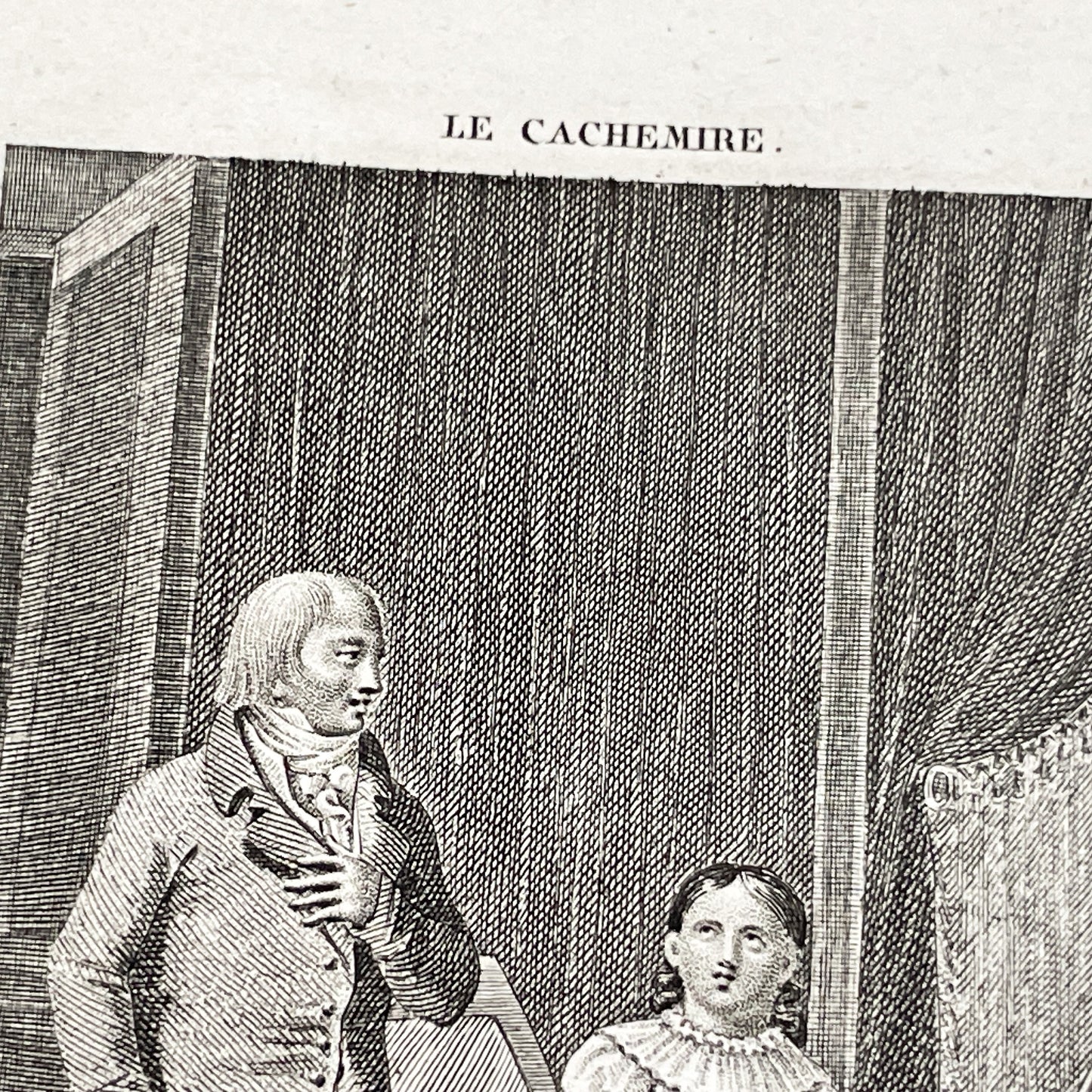 Early 19th - Antique French Print - Domestic Scene with Man and Woman - Elegant Fashion - Historical Costume - Fine Art Engraving