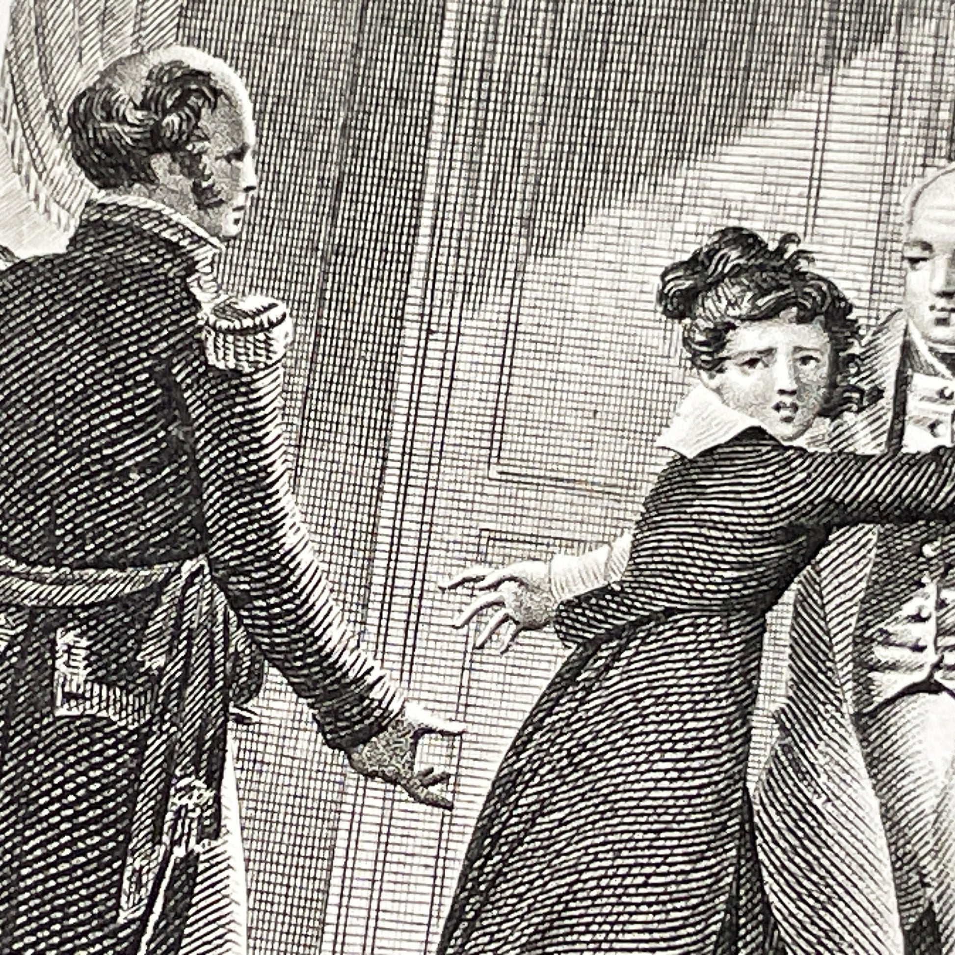 Early 19th - French Engraving - Dramatic Scene with Military Officer, Woman, and Man - Illustration by Chasselat