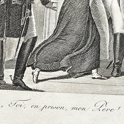 Early 19th - French Engraving - Dramatic Scene with Military Officer, Woman, and Man - Illustration by Chasselat