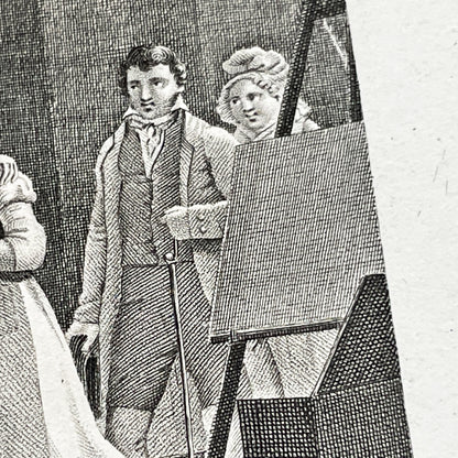 Early 19th - Antique French Print - Foster Sisters Reunion Engraving - Regency Fashion - Sentimental Bond - Historical Art