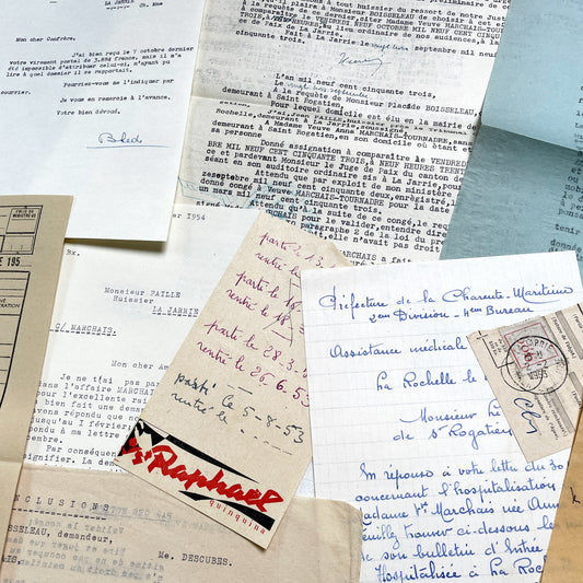 1950s - Vintage Ephemera Lot – French Letters, Invoices & Legal Documents from Notary Archive