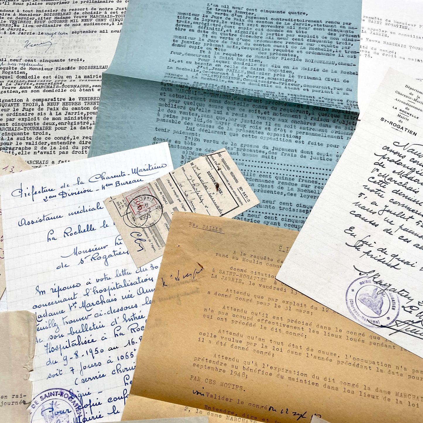 1950s - Vintage Ephemera Lot – French Letters, Invoices & Legal Documents from Notary Archive
