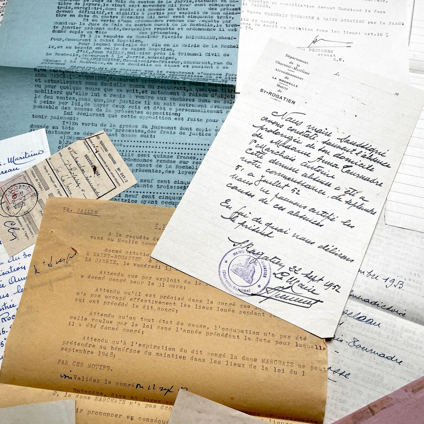 1950s - Vintage Ephemera Lot – French Letters, Invoices & Legal Documents from Notary Archive