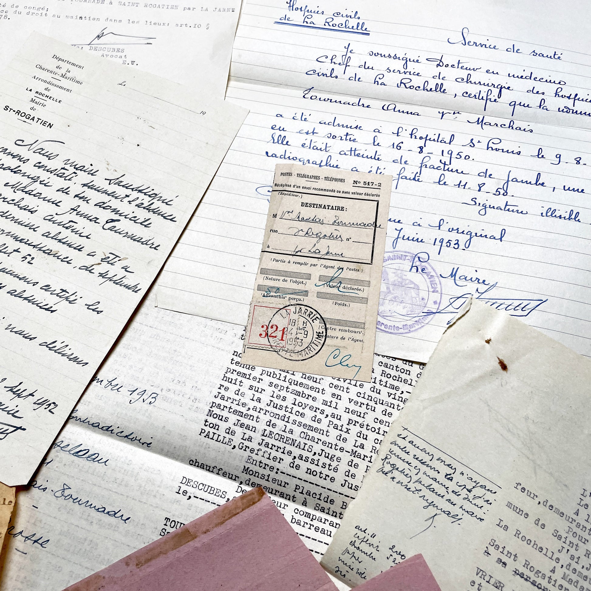 1950s - Vintage Ephemera Lot – French Letters, Invoices & Legal Documents from Notary Archive