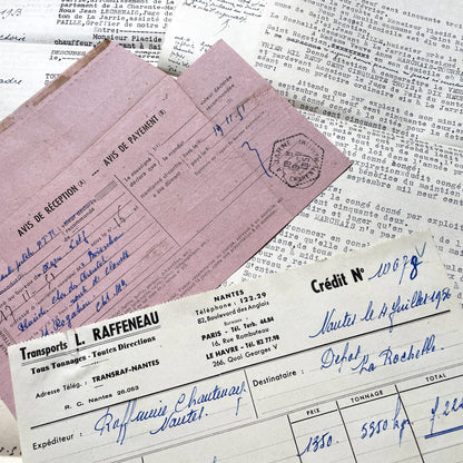 1950s - Vintage Ephemera Lot – French Letters, Invoices & Legal Documents from Notary Archive