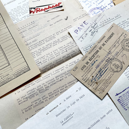1950s - Vintage Ephemera Lot – French Letters, Invoices & Legal Documents from Notary Archive