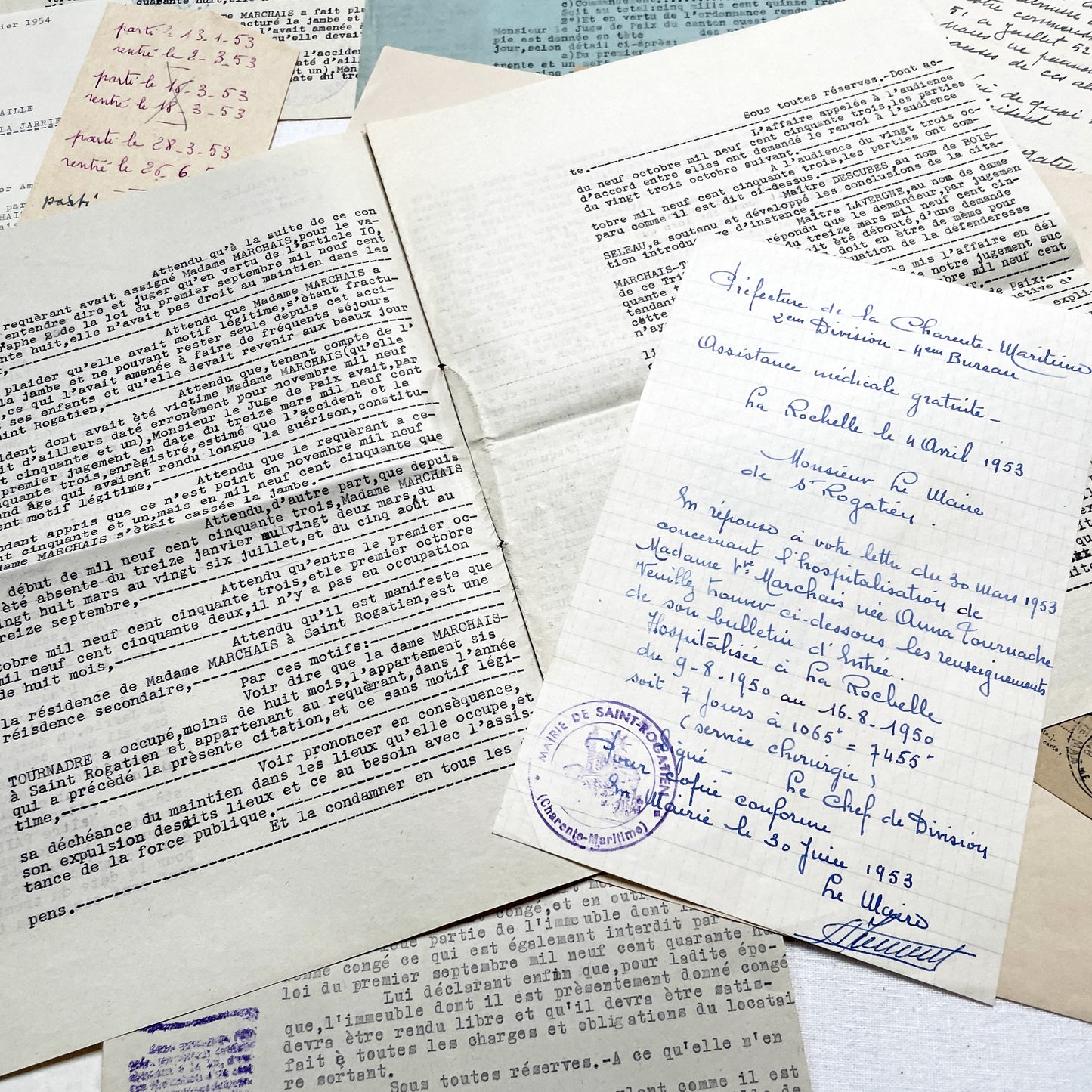 1950s - Vintage Ephemera Lot – French Letters, Invoices & Legal Documents from Notary Archive