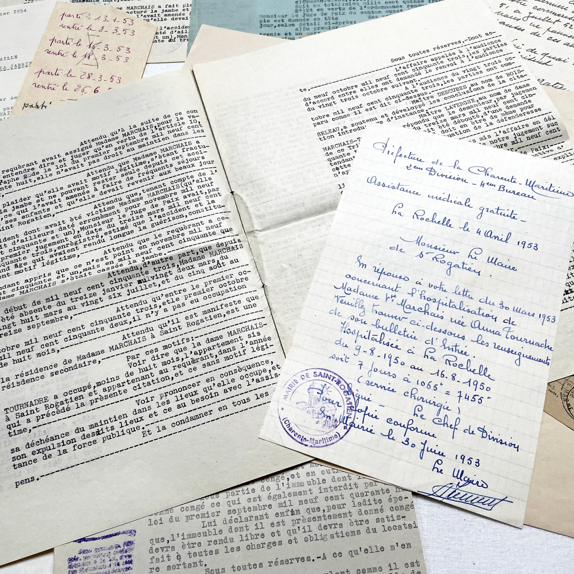 1950s - Vintage Ephemera Lot – French Letters, Invoices & Legal Documents from Notary Archive
