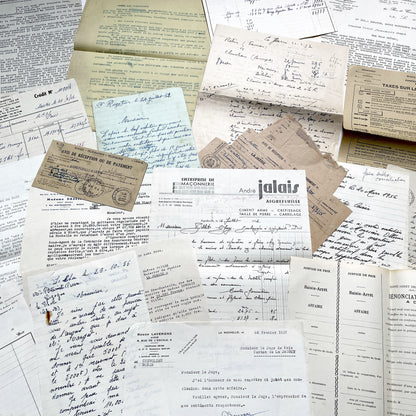 1950s - Vintage Ephemera Lot – French Letters, Invoices & Legal Documents from Notary Archive