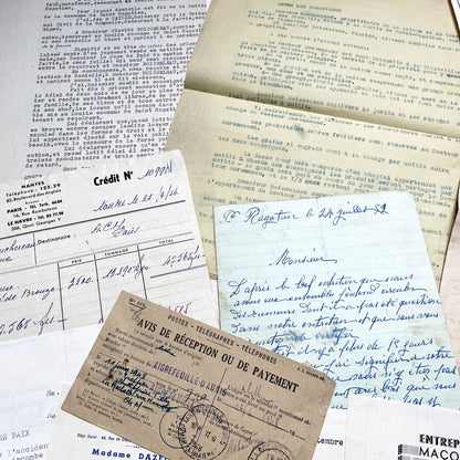 1950s - Vintage Ephemera Lot – French Letters, Invoices & Legal Documents from Notary Archive