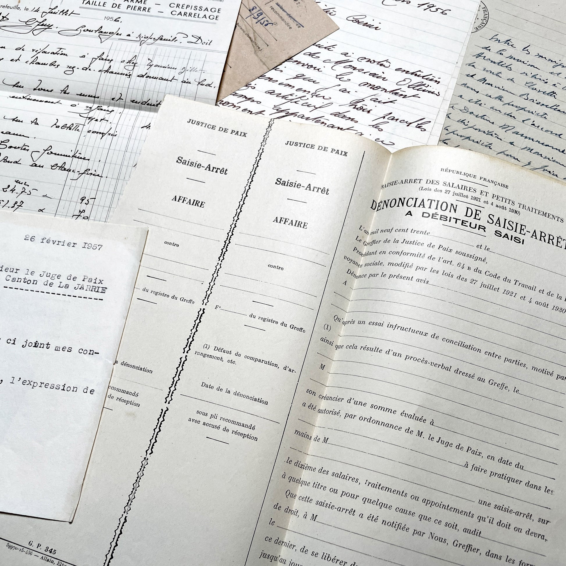 1950s - Vintage Ephemera Lot – French Letters, Invoices & Legal Documents from Notary Archive