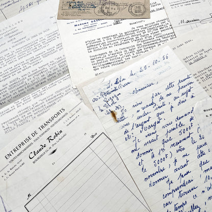 1950s - Vintage Ephemera Lot – French Letters, Invoices & Legal Documents from Notary Archive
