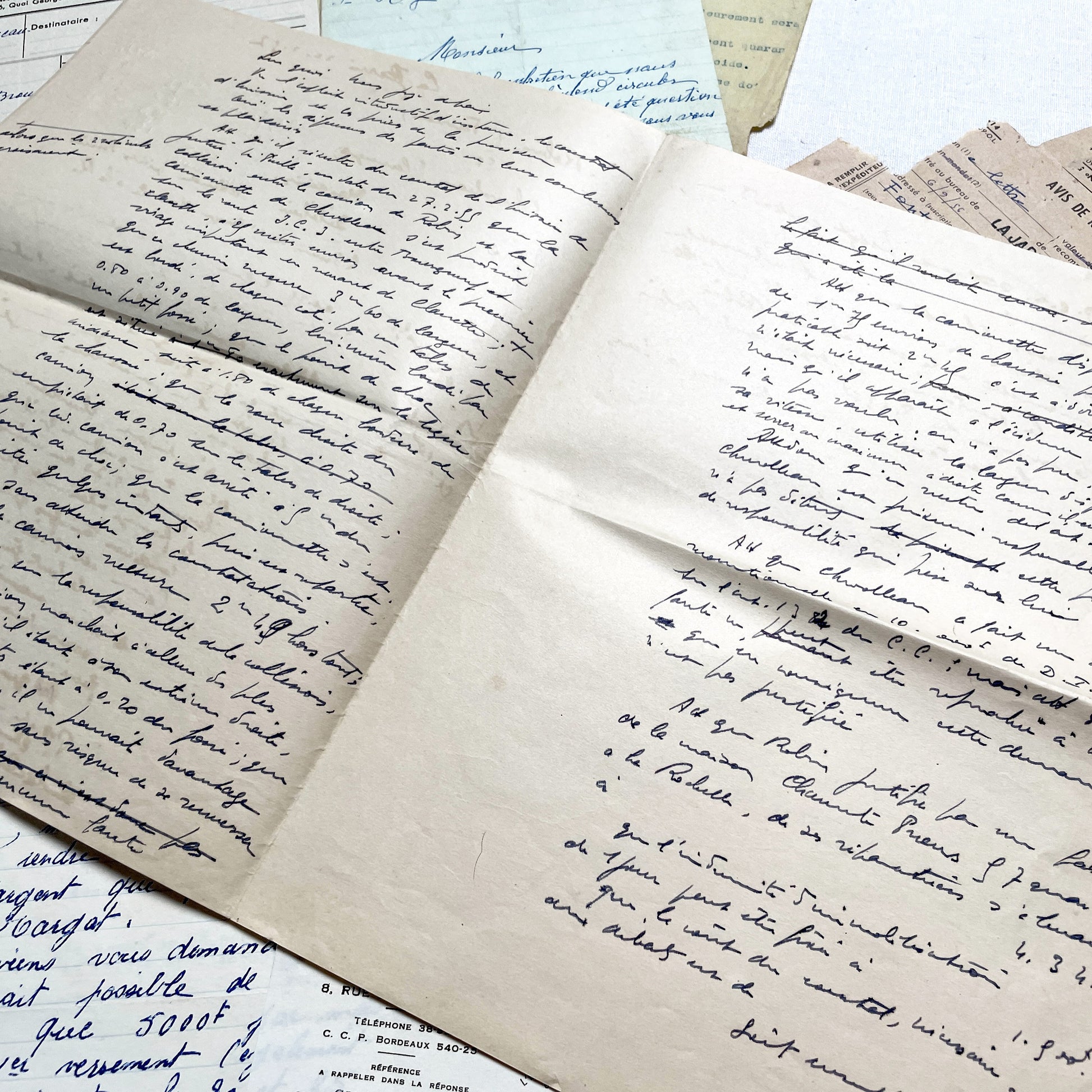 1950s - Vintage Ephemera Lot – French Letters, Invoices & Legal Documents from Notary Archive