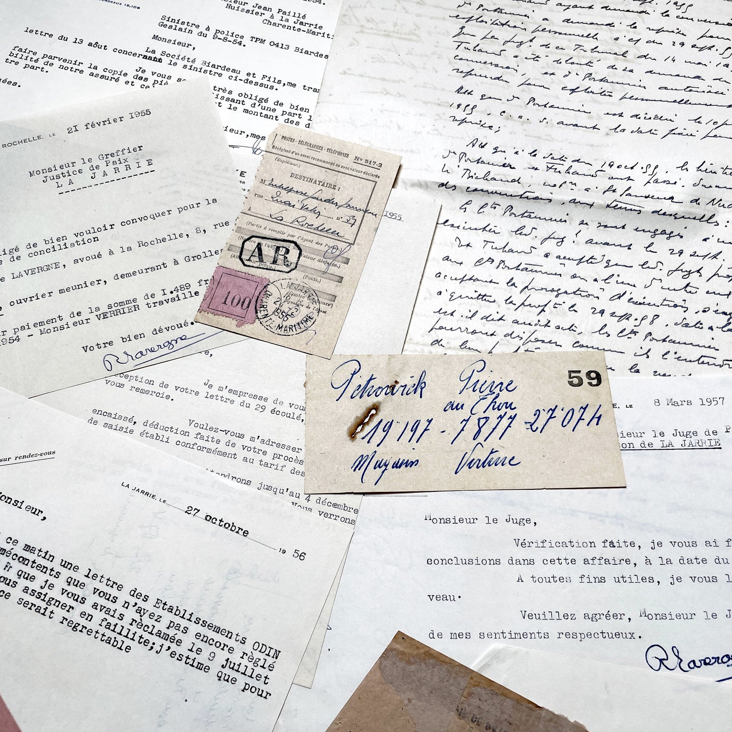 1950s - Vintage Ephemera Lot – French Letters, Invoices & Legal Documents from Notary Archive