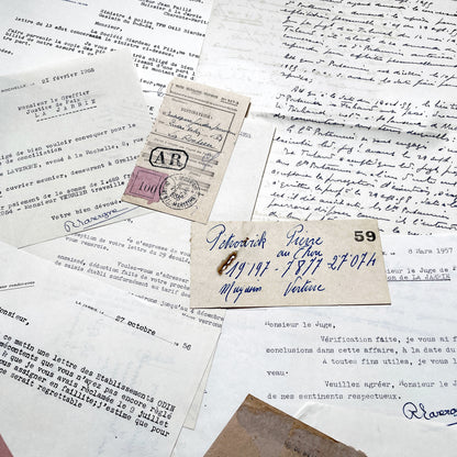 1950s - Vintage Ephemera Lot – French Letters, Invoices & Legal Documents from Notary Archive