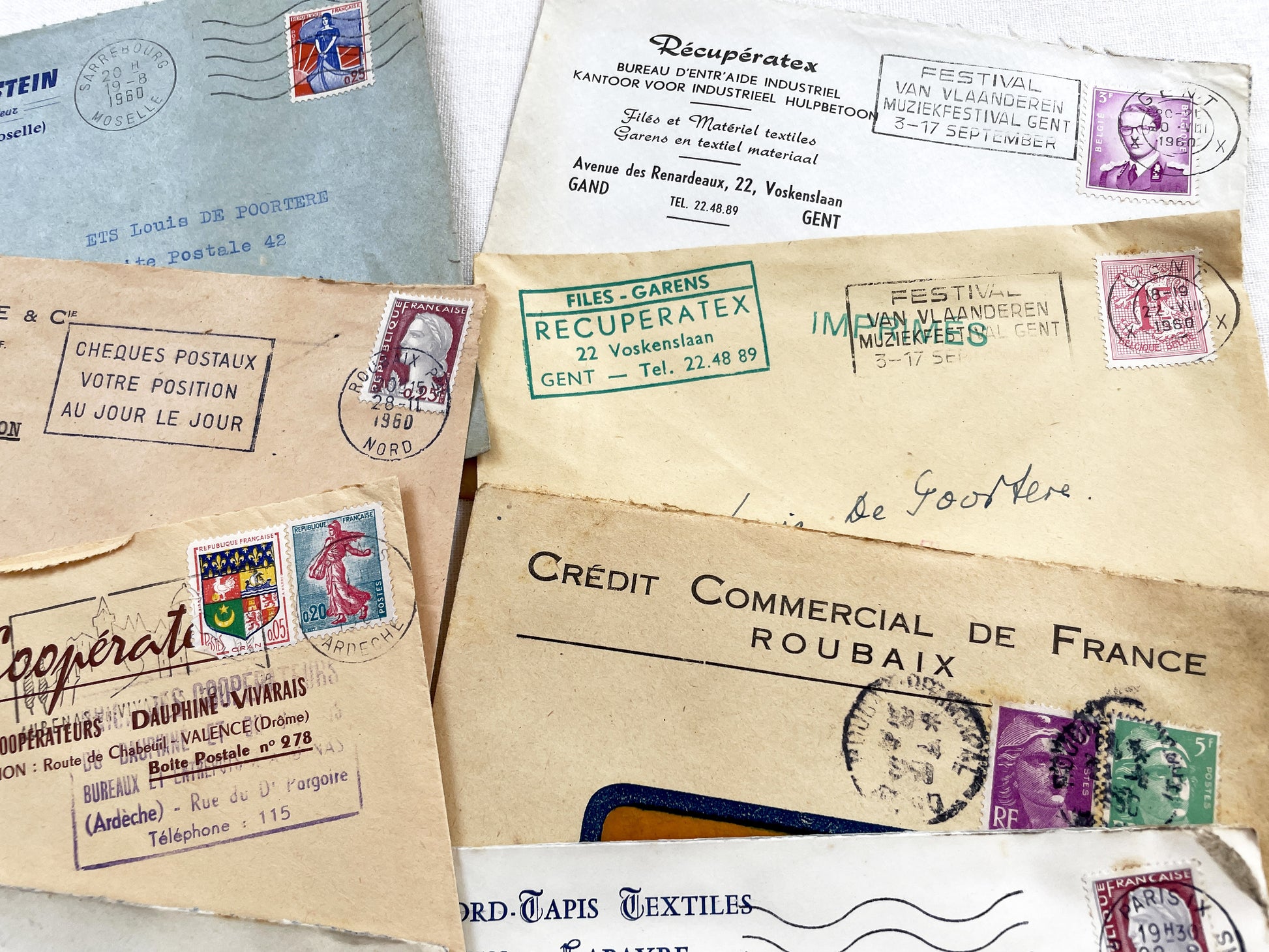 1950s - Lot of 20 Vintage French Business Envelopes – 1950s/1960s Ephemera for Junk Journals, Collage & Paper Crafts