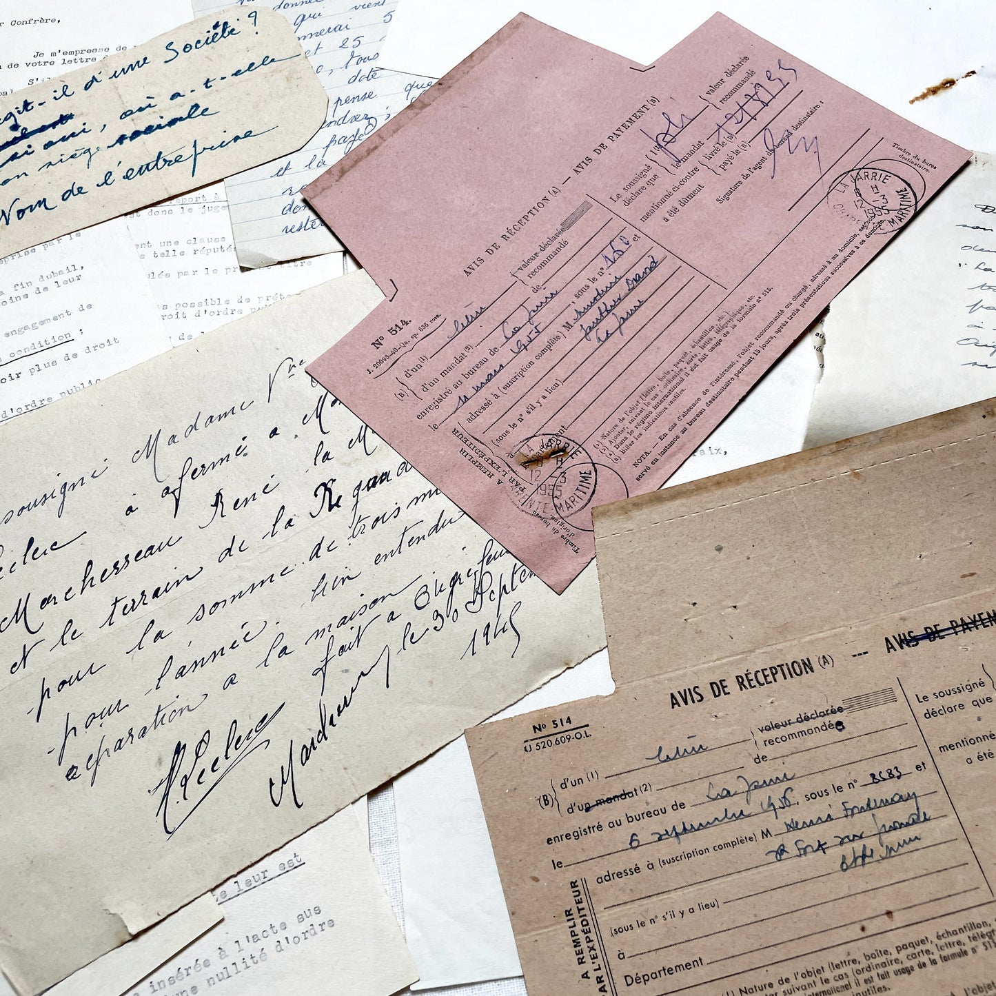 1950s - Vintage Ephemera Lot – French Letters, Invoices & Legal Documents from Notary Archive