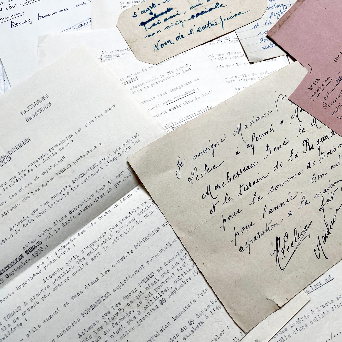 1950s - Vintage Ephemera Lot – French Letters, Invoices & Legal Documents from Notary Archive