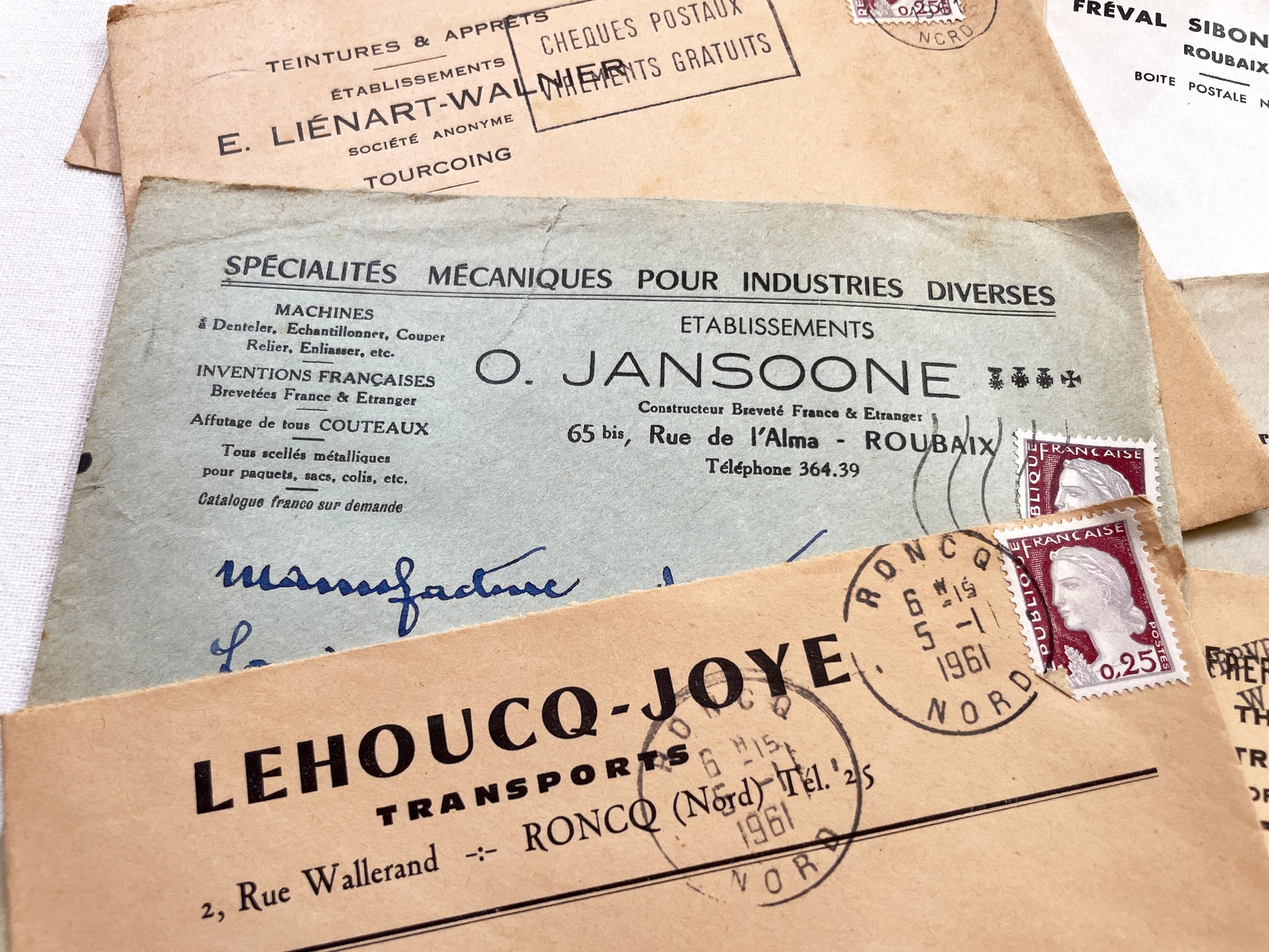 1950s - Lot of 20 Vintage French Business Envelopes – 1950s/1960s Ephemera for Junk Journals, Collage & Paper Crafts