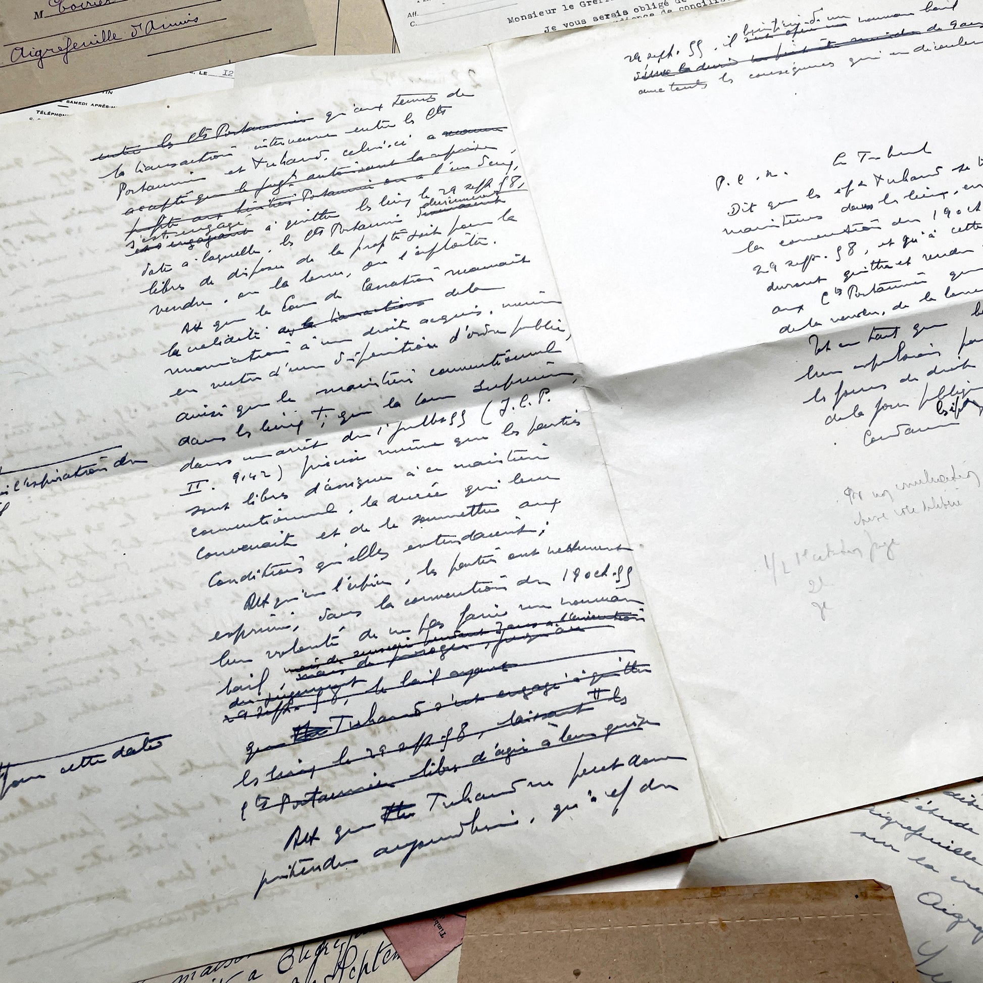 1950s - Vintage Ephemera Lot – French Letters, Invoices & Legal Documents from Notary Archive