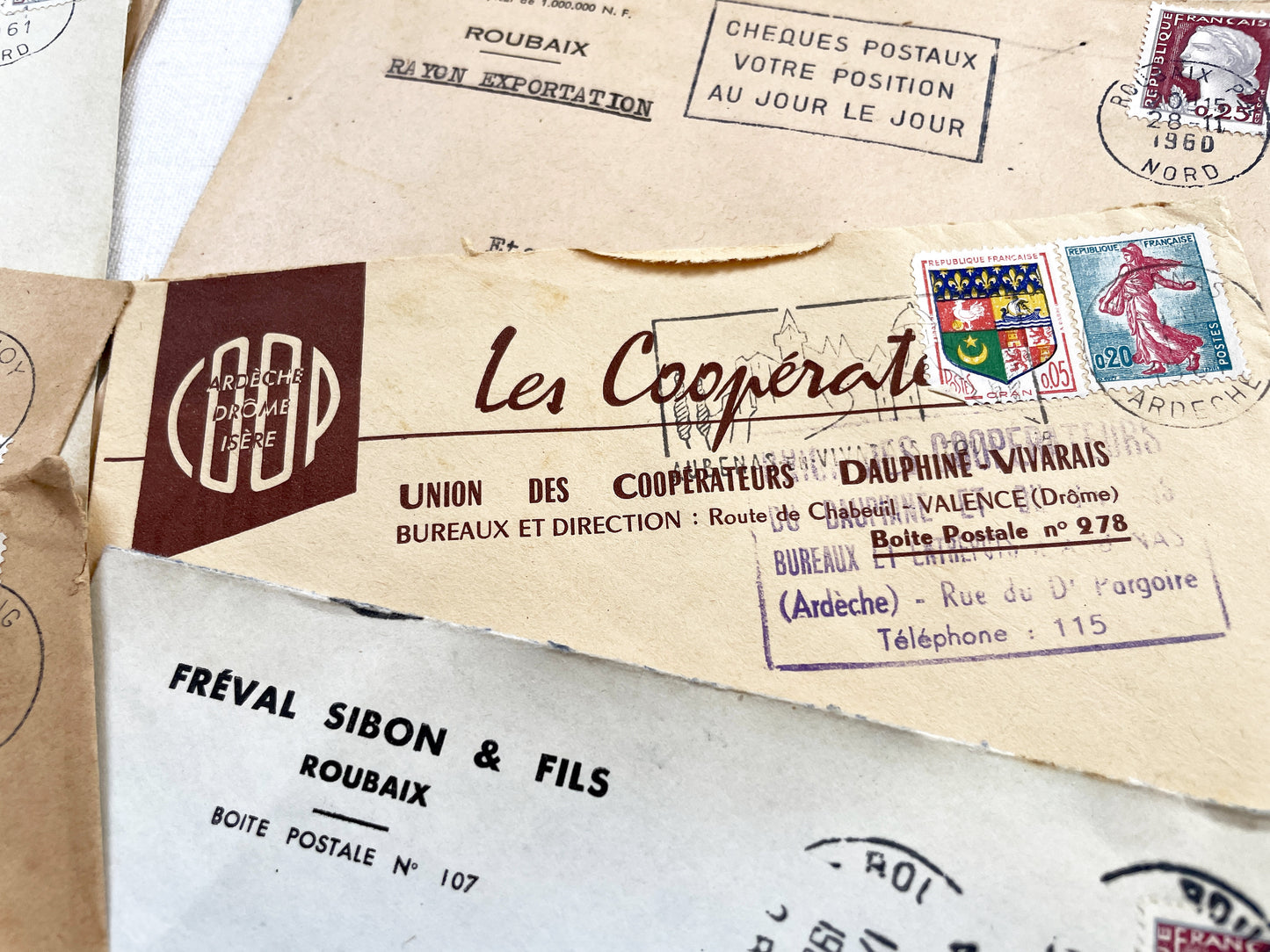 1950s - Lot of 20 Vintage French Business Envelopes – 1950s/1960s Ephemera for Junk Journals, Collage & Paper Crafts