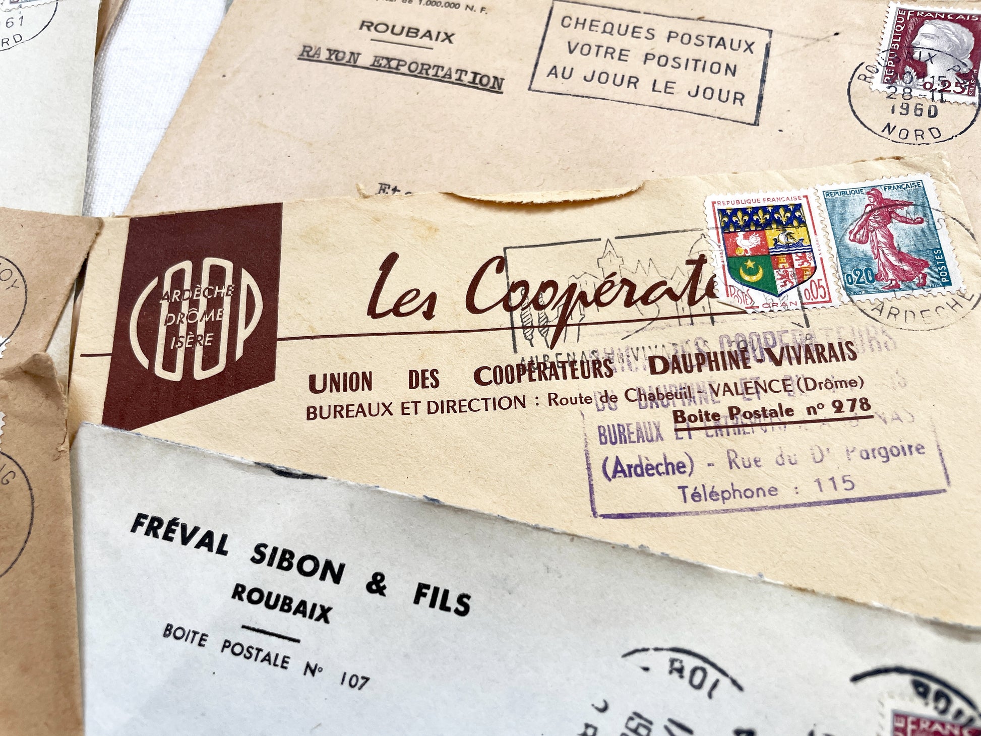 1950s - Lot of 20 Vintage French Business Envelopes – 1950s/1960s Ephemera for Junk Journals, Collage & Paper Crafts