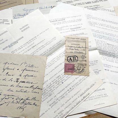 1950s - Vintage Ephemera Lot – French Letters, Invoices & Legal Documents from Notary Archive
