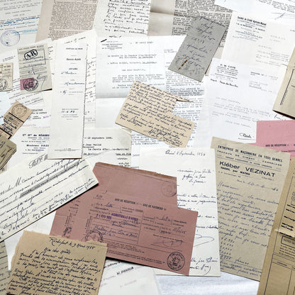 1950s - Vintage Ephemera Lot – French Letters, Invoices & Legal Documents from Notary Archive