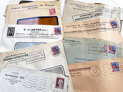 1950s - Lot of 20 Vintage French Business Envelopes – 1950s/1960s Ephemera for Junk Journals, Collage & Paper Crafts