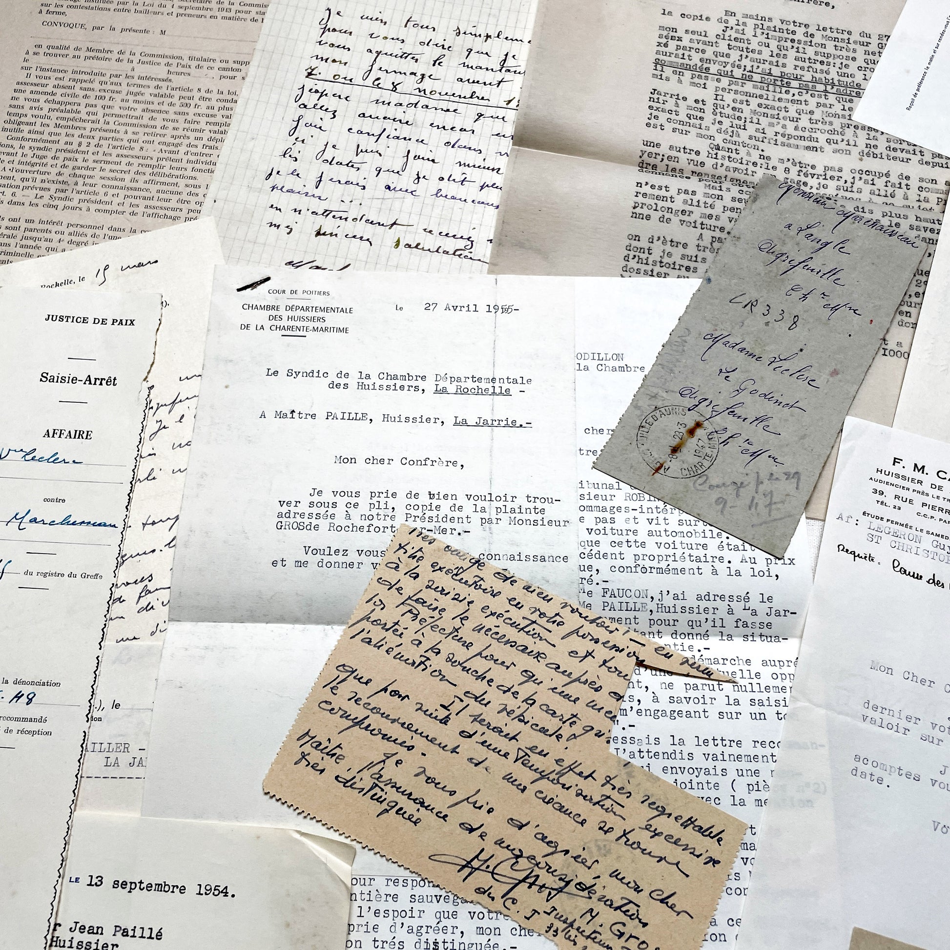 1950s - Vintage Ephemera Lot – French Letters, Invoices & Legal Documents from Notary Archive
