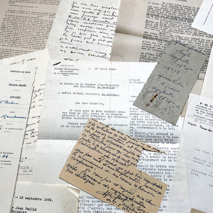 1950s - Vintage Ephemera Lot – French Letters, Invoices & Legal Documents from Notary Archive