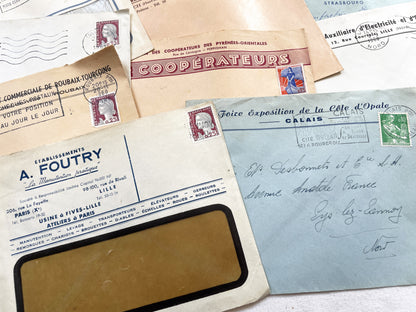 1950s - Lot of 20 Vintage French Business Envelopes – 1950s/1960s Ephemera for Junk Journals, Collage & Paper Crafts