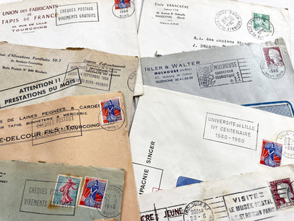 1950s - Lot of 20 Vintage French Business Envelopes – 1950s/1960s Ephemera for Junk Journals, Collage & Paper Crafts
