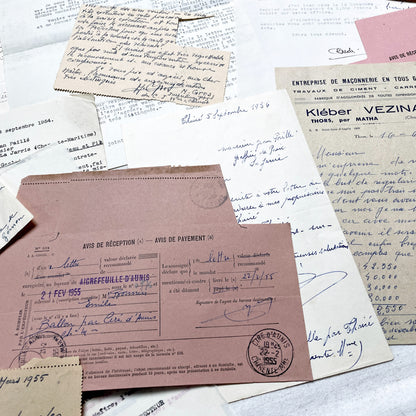 1950s - Vintage Ephemera Lot – French Letters, Invoices & Legal Documents from Notary Archive