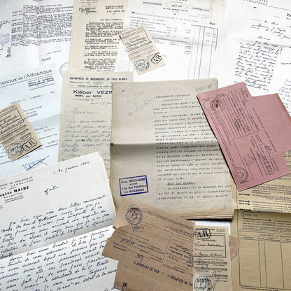 1950s - Vintage Ephemera Lot – French Letters, Invoices & Legal Documents from Notary Archive