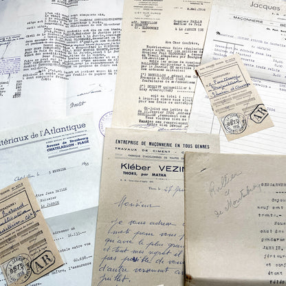 1950s - Vintage Ephemera Lot – French Letters, Invoices & Legal Documents from Notary Archive