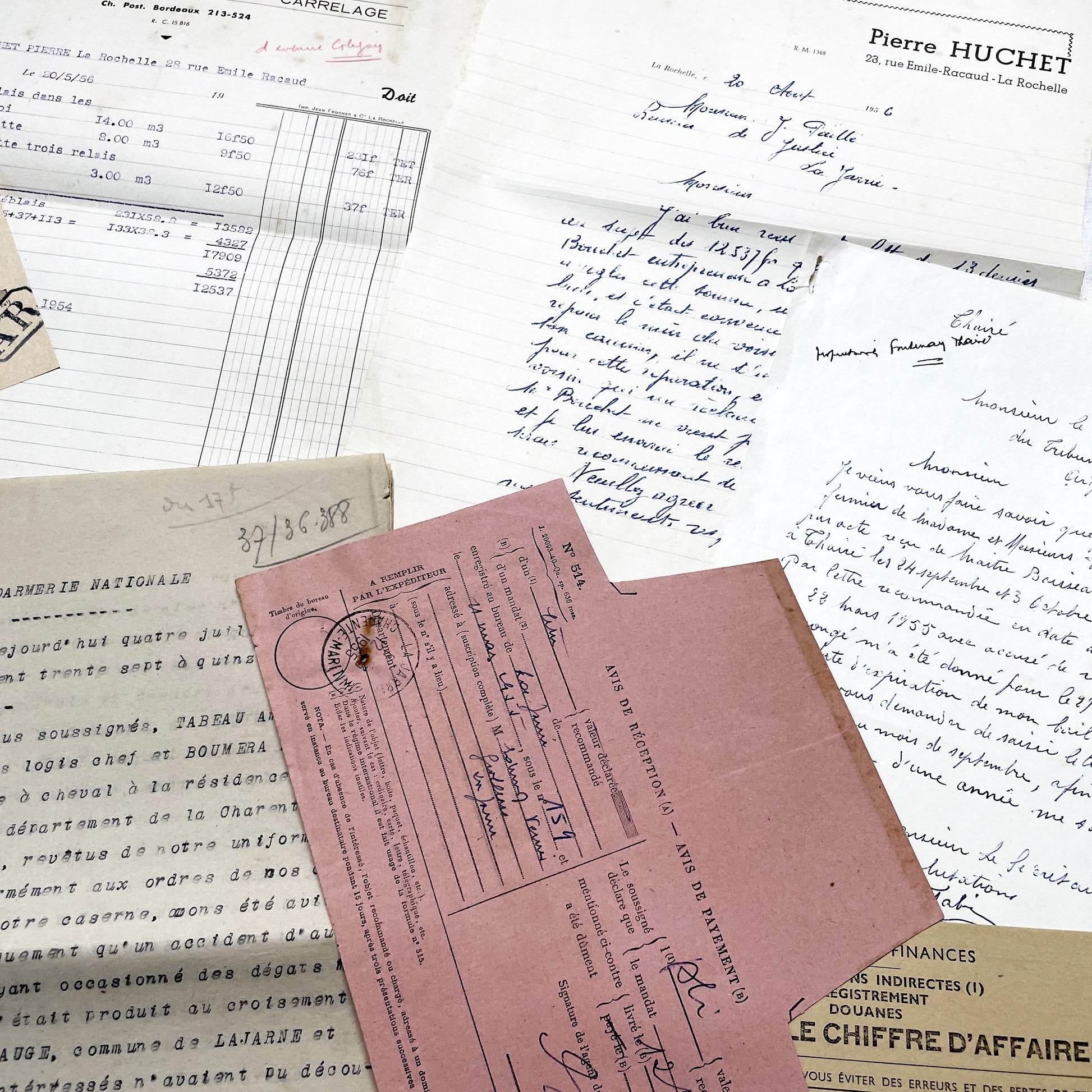 1950s - Vintage Ephemera Lot – French Letters, Invoices & Legal Documents from Notary Archive