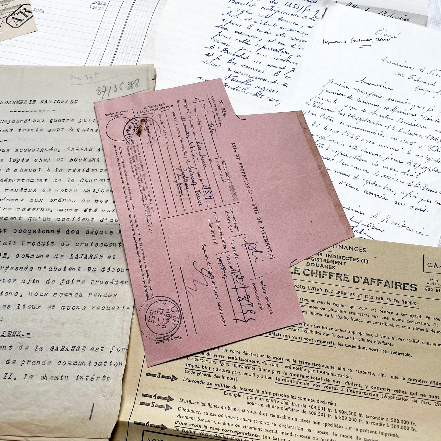 1950s - Vintage Ephemera Lot – French Letters, Invoices & Legal Documents from Notary Archive