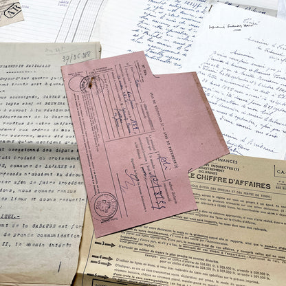 1950s - Vintage Ephemera Lot – French Letters, Invoices & Legal Documents from Notary Archive