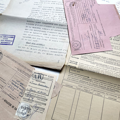 1950s - Vintage Ephemera Lot – French Letters, Invoices & Legal Documents from Notary Archive